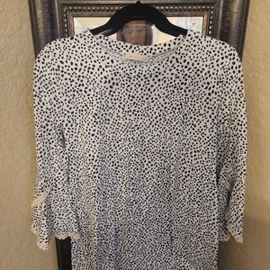 Black and white polka doted tunic size small